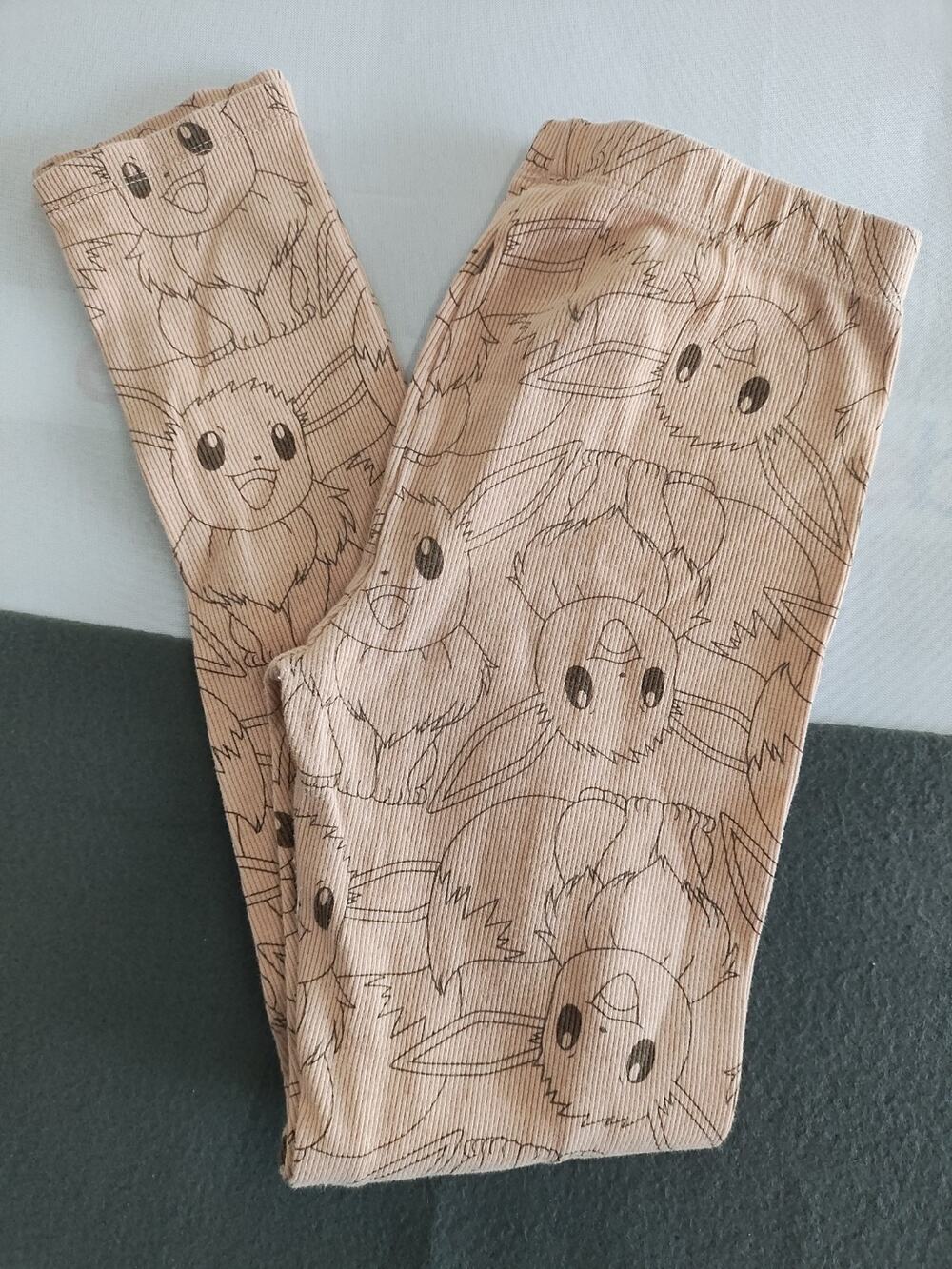Pokemon Girls Leggings SZ 10/12 Anime Pikkachu Tan Pants Stretchy